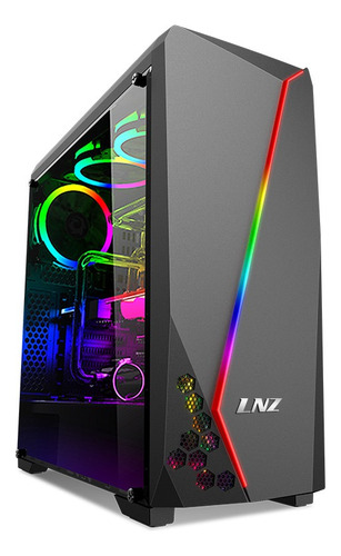 Gabinete Lnz Gamer Rgb S/fuente Usb 3.0 Acrilico Atx Lz40 Color Negro