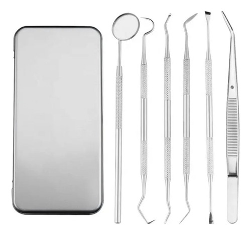 Kit Limpieza Dental Profesional 6 Piezas - Acero Inoxidable