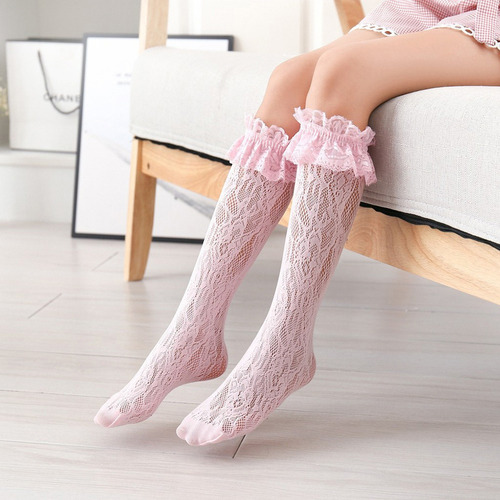 3 Pares De Calcetines De Encaje Para Niñas Medias De Tubo Me