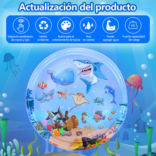 Cojín Agua Inflable Tapete Para Bebe Estimulacion Temprana Azul