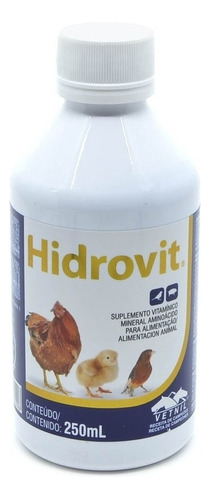 Vetnil Hidrovit 250ml - Anti Stress Estresse Galinha Pássaro