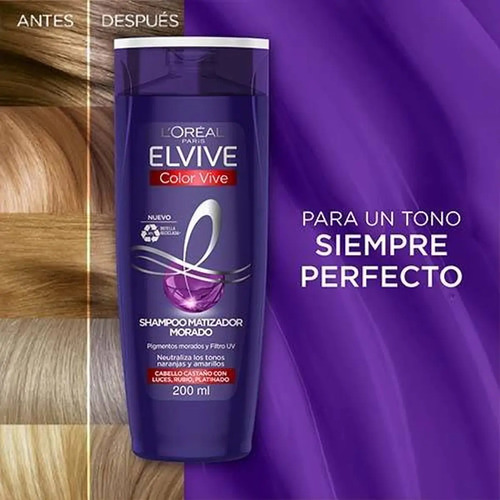 Shampoo Color Vive Matizador Morado 200 Ml Pack X3 - Loreal