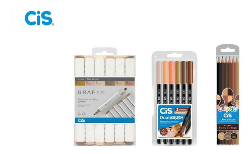 Kit Cis Graf Duo + Dual Brush + Lápis Criatic Tons De Pele
