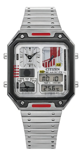 Reloj Citizen Ana-digital Star Wars Rebel Pilot Jg2131-51h Color de la correa Plateado