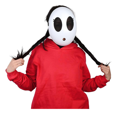 Monisorly White Shy Guy Mask Girl Halloween Mask Full Mask F