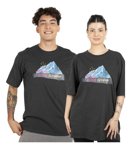 Remera Topper Outdoor Unisex Moda Negro