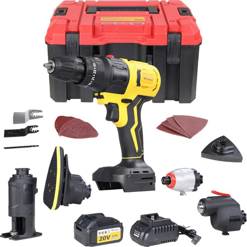 Taladro Inalambrico Tool Combo 5 En 1 Cabezales Multiusos Color Amarillo Frecuencia 2400 rpm