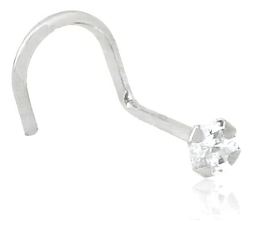 Piercing en punta para nariz, plata 925, bola o piedra de color plateado