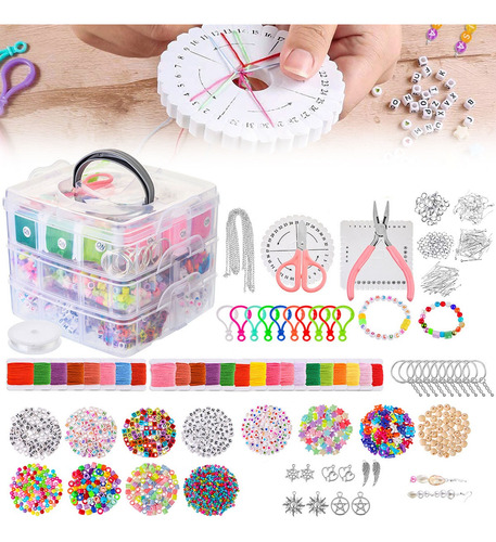 Kit 3349 Completo Hacer Collar Pulsera Joya Diy Caja 3 Nivel