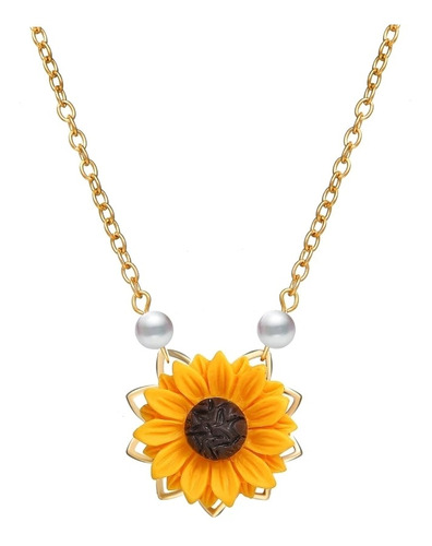 Collar Colgate Con Dije Girasol Flor + Caja