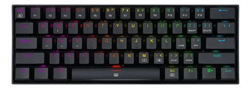Teclado Dragonborn K630 Qwerty Red Negro Con Luz Rgb Español Idioma Español Latinoamérica