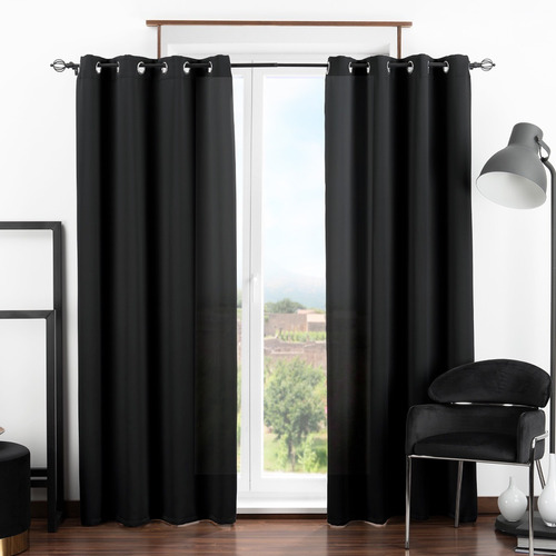 Cortina Blackout Real Textil 2.74x2.13m - 2 Paneles Color Negro