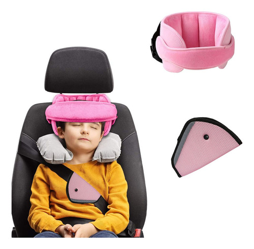 Cinturón De Seguridad Triángulo+almohada,para Niños,ajustabl Color Rosa
