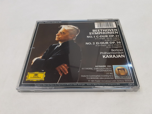Beethoven: Symphonien 1 & 2, Karajan - Cd 1985 Alemania Ex (Usado)