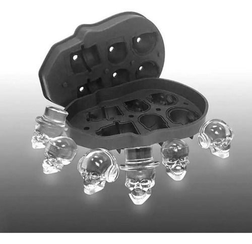 Molde Silicón 6 Calaveras Hielo Chocolate * * Fácil Usar * * Color Negro