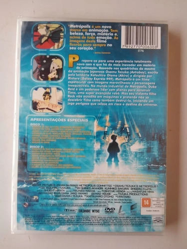 Dvd Duplo Metrópolis Anime Osamu Tezuka Super Raro