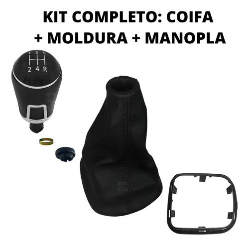 Kit Manopla Bola Coifa Câmbio Marcha Gol Saveir G4 2007/2014