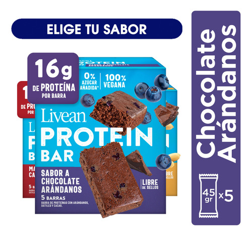 Pack 5 Barras De Proteina Livean 45g C/u - Elige Tu Sabor