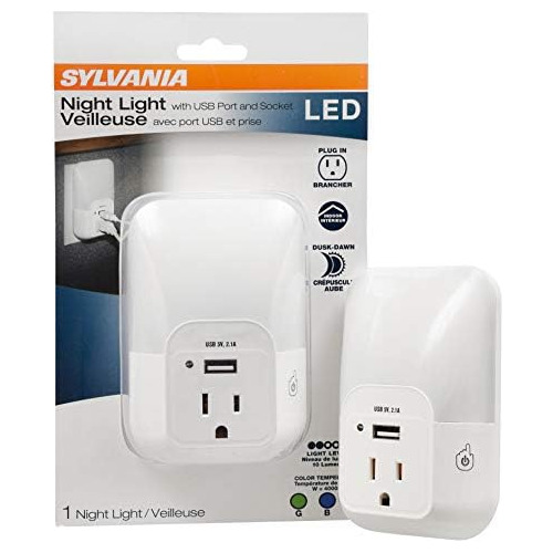 Luz Nocturna Led Puerto Usb Y Enchufe, Selección De 3 ...