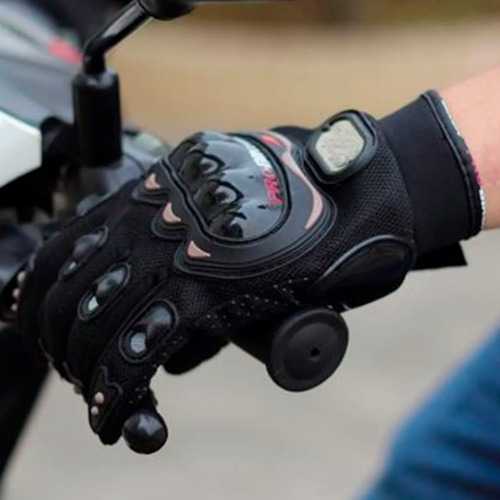 Guantes Pro Biker Moto Protecciones Nudillos Grip Tactiles Color Negro Talle L / Negro