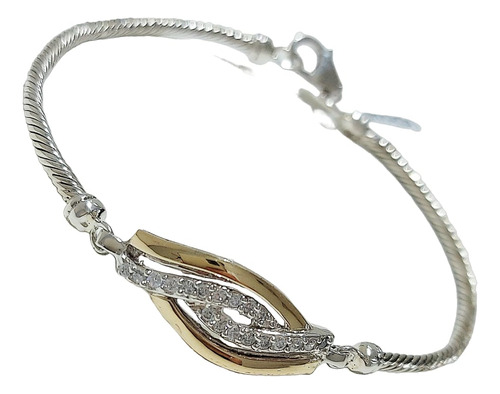 Pulsera De Plata Y Oro Semirígida 