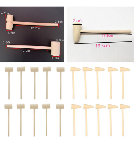 . 2 X 10x Pequeños Martillos De Madera Multiusos Langosta