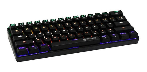 Imagen 3 de 3 de Teclado gamer Hype Legend Rebel QWERTY Outemu Blue inglés US color negro con luz RGB