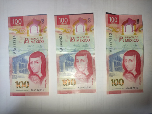 Lote De 3 Billetes De 100 Pesos 