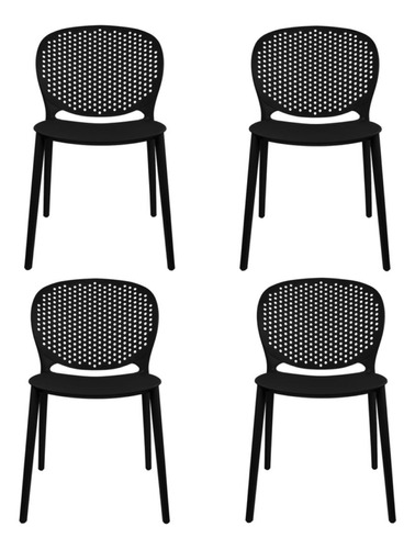 Set X4 Silla Comedor Monza Para Exterior Apilable Resistente