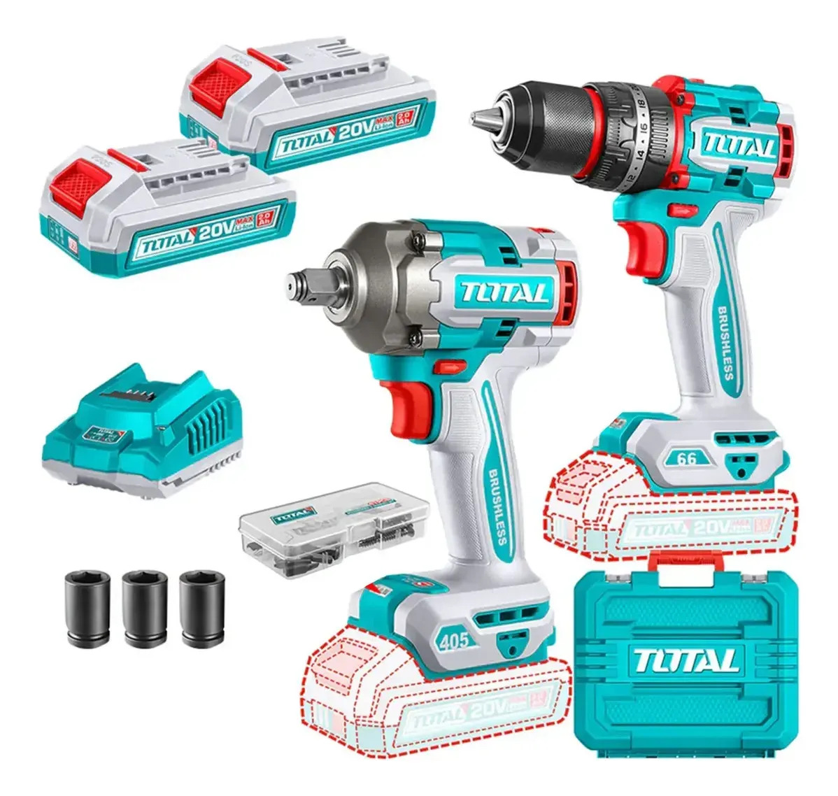 Combo Taladro Percutor + Impacto 20v Total Tckli20286