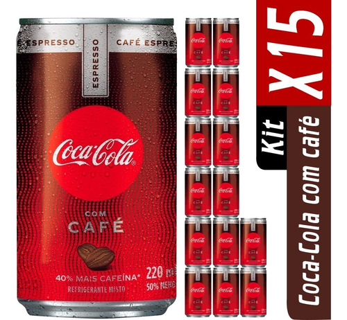 Kit Com 15 Refrigerantes Coca-cola Plus Cafe Espresso 220ml