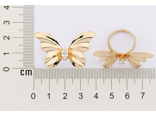 Maxi Anel Borboleta Banhado A Ouro 18k Zircônias - 513486