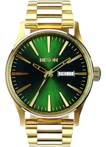 Nixon Sentry Ss A356 - Gold Green Sunray - Reloj Clásico Ana