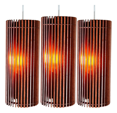 Combo 3 Pendente Teto Lustre Quarto Varanda Área Gourmet Mdf