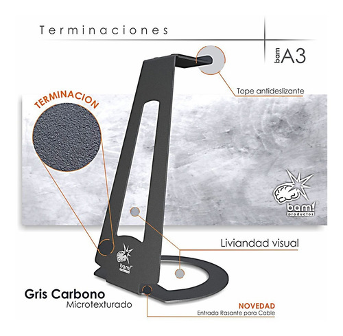 Imagen 6 de 7 de Soporte Para Auriculares Metálico Bam A3 -alto- Premium!!!