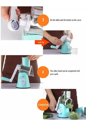 Imagen 2 de 9 de Rallador Manual Cortador Verduras Con 3 Chuchillas Acero