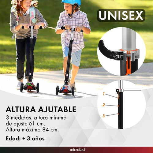 Monopatín Infantil Plegable Graffiti 4 Ruedas Luces Led Niño