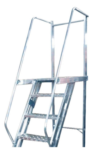 Escada Plataforma Alumínio 1.75m C/6 Degraus + Patamar Agata