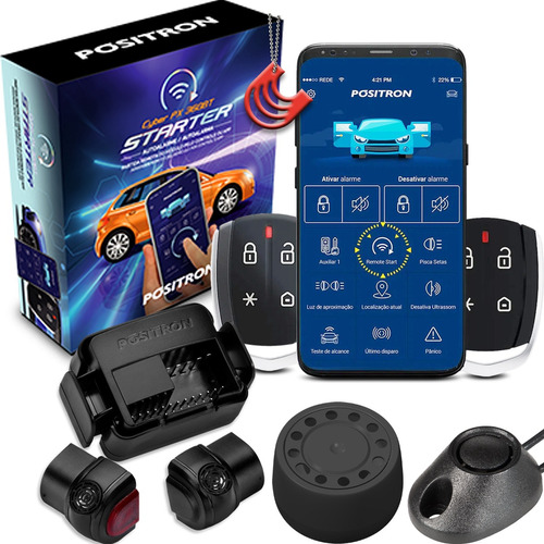 Alarme Automotivo Positron Cyber Px360bt Aproximação Carro Universal Segurança Bluetooth Controle Pelo Celular