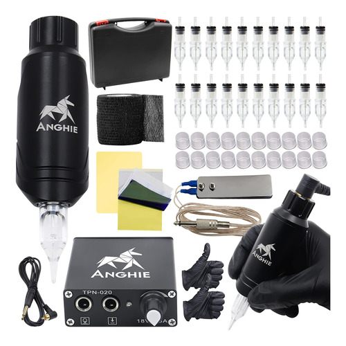 Anghie Kit De Maquina De Tatuaje Profesional Con 20 Agujas D