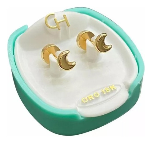 Aros Abridores De Oro 18 K Ch Modelo Luna Art 178