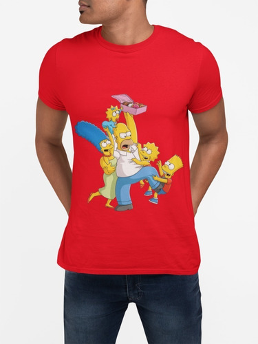 Polera The Simpson Con Rosquilla Algodon Estampada