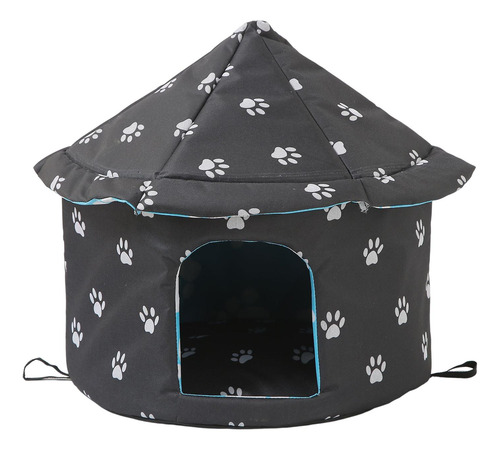 Refugio Para Gatos Callejeros Impermeable Redondo S Negro