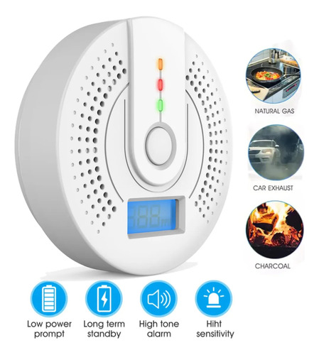 ; Detector De Monóxido De Carbono Com Alarme De Gás Natural