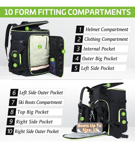 Mochila Para Botas De Esquí De 60 L, Bolsa Impermeable 900d