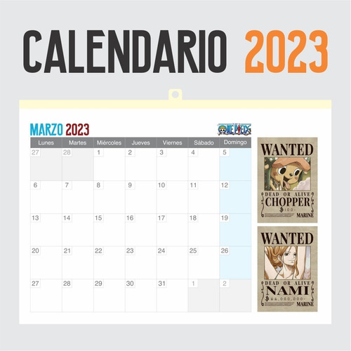Imagen 2 de 6 de Calendario 2023 Anime Wanted One Piece - Animeras
