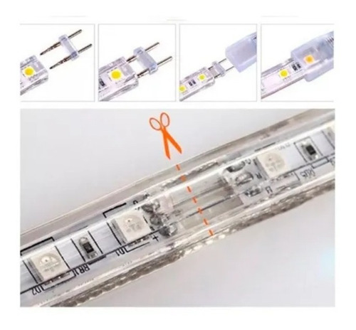 Imagem 4 de 6 de Mangueira Led 5050 Chata 10m 110v Branco Quente