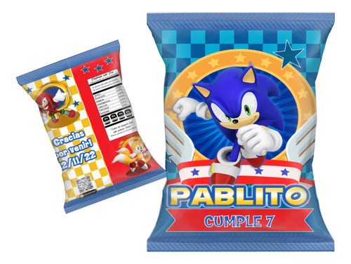 Bolsitas Golosineras Chips Bags Sonic X20 Candy Bar Cumple