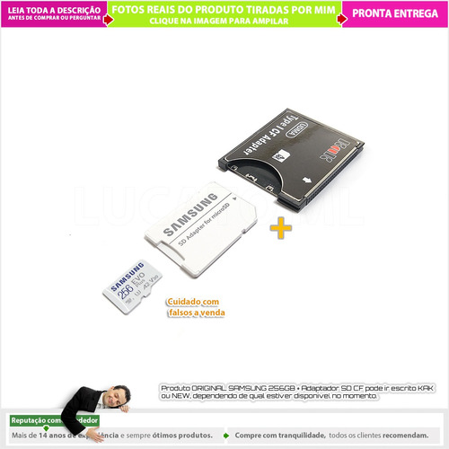 Adaptador Compact Flash + Microsd 256gb Samsung Original |p1