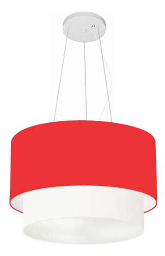 Lustre Pendente Cilindrico Md-4158 Cupula 25/40x35 Vermelho Cor Branco 220V